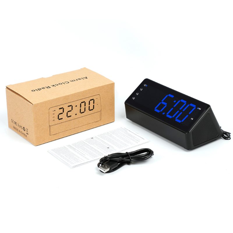 Rádiobudík 1.2-palcový Led Displej Fm Hudba Časovač Spánku Snooze 2 Usb Nabíjanie Smart Telefón Napájanie Hodiny Rádio Reproduktor