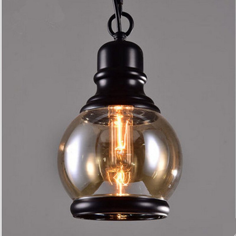 Retro Sklenená Závesná Lampa Vintage Priemyselné Svietidlo Bar Loft