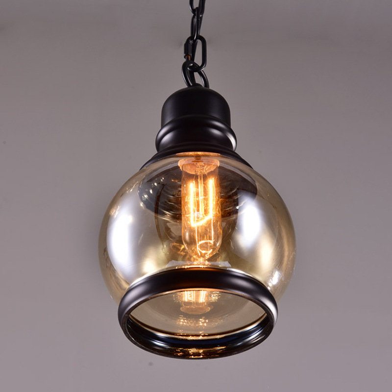 Retro Sklenená Závesná Lampa Vintage Priemyselné Svietidlo Bar Loft