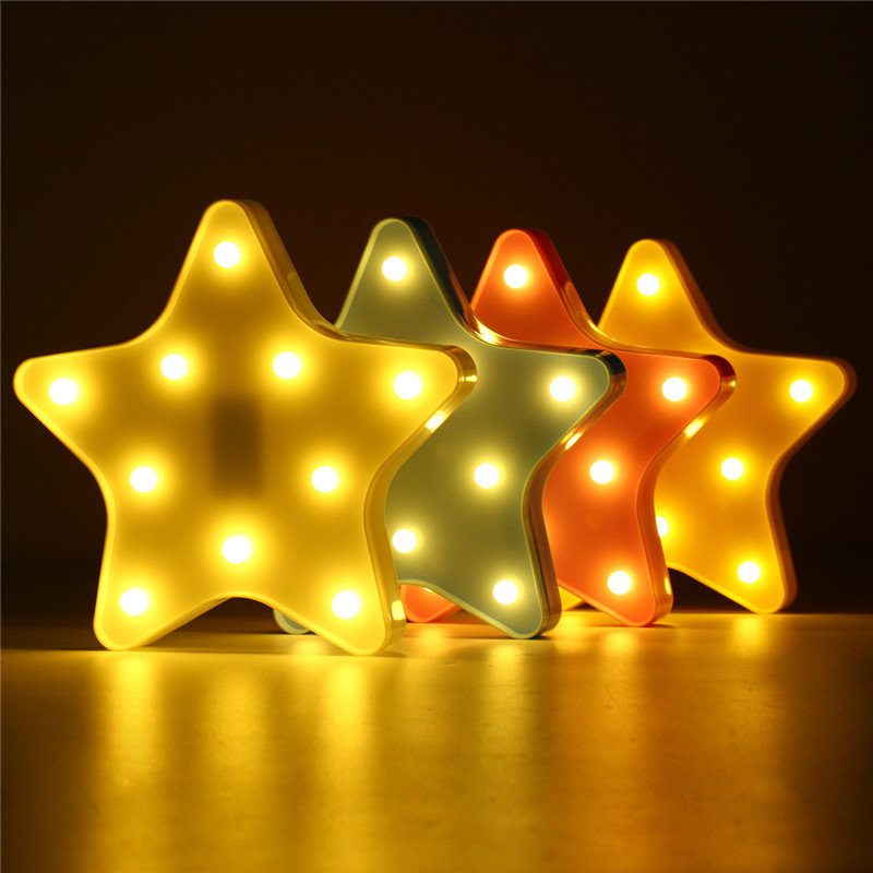 Roztomilá Hviezda Led Nočné Svetlo Nástenné Batériové Svietidlo Detská Spálňa Home Dekor