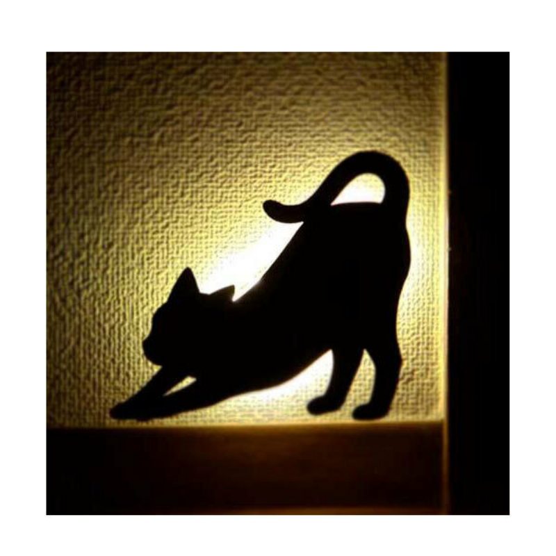 Roztomilá Mačka Akrylová Nástenná Lampa S Ovládaním Zvuku Led Nočné Osvetlenie Obývacej Izby