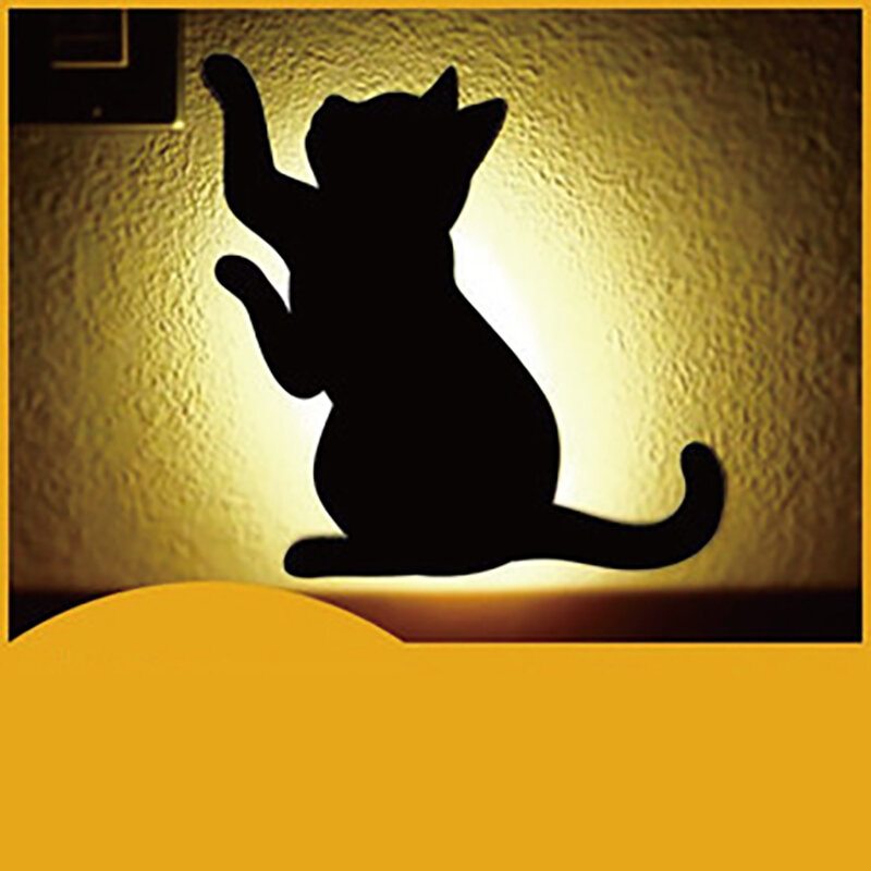 Roztomilá Mačka Akrylová Nástenná Lampa S Ovládaním Zvuku Led Nočné Osvetlenie Obývacej Izby