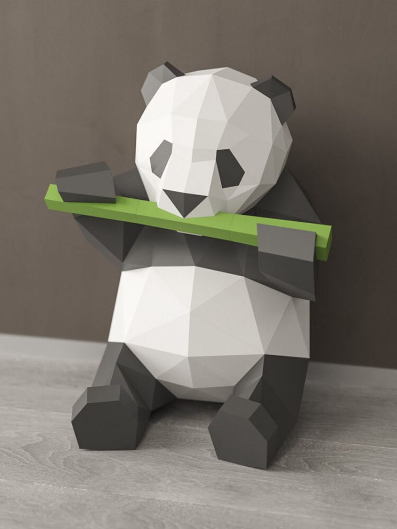 Ručne Vyrobený 3d Papierový Model Z Bambusu Na Jedenie Pandy Doma Dekorácia Do Obývačky Dekor Do Kancelárie Urob Si Sám Remeselný Puzzle Vzdelávacie Detské Hračky Darček