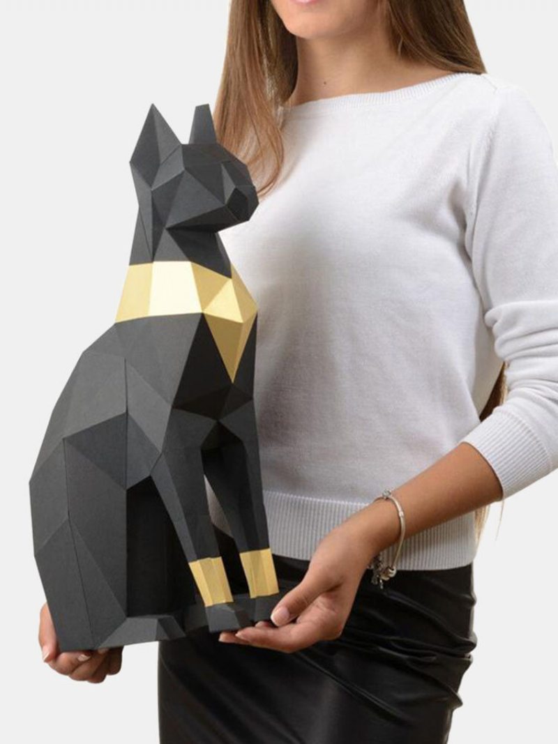 Ručne Vyrobený Diy Egyptský Mačací Boh Bastet 3d Papierový Model Domáce Dekorácie Obývacia Izba Kancelársky Dekor Urob Si Sám Remeselný Puzzle Vzdelávacie Detské Hračky Darček