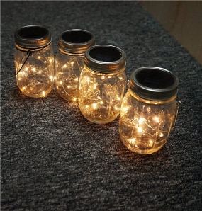 Solárne Napájané 2m 20led Diódami Mason Jar Veko Fairy String Light Drôtené Svietidlo Pre Záhradnú Výzdobu