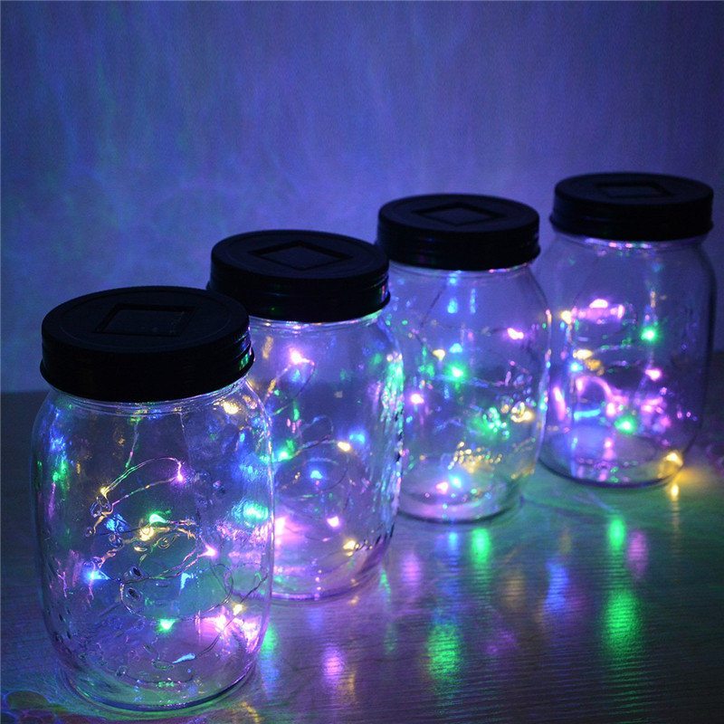 Solárne Napájané 2m 20led Diódami Mason Jar Veko Fairy String Light Drôtené Svietidlo Pre Záhradnú Výzdobu