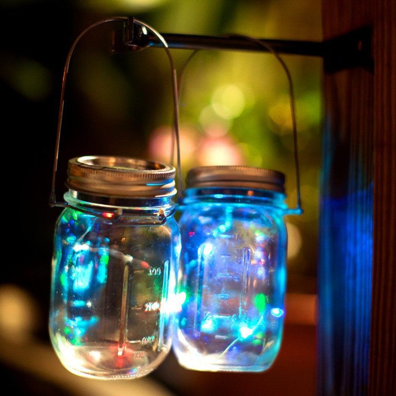 Solárne Napájané 2m 20led Diódami Mason Jar Veko Fairy String Light Drôtené Svietidlo Pre Záhradnú Výzdobu