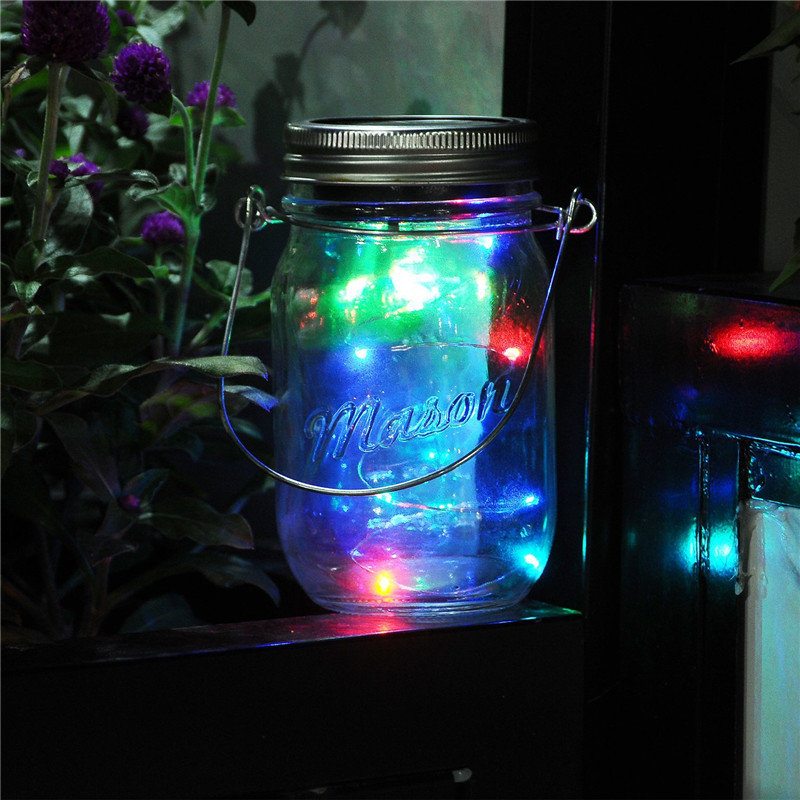 Solárne Napájané 2m 20led Diódami Mason Jar Veko Fairy String Light Drôtené Svietidlo Pre Záhradnú Výzdobu