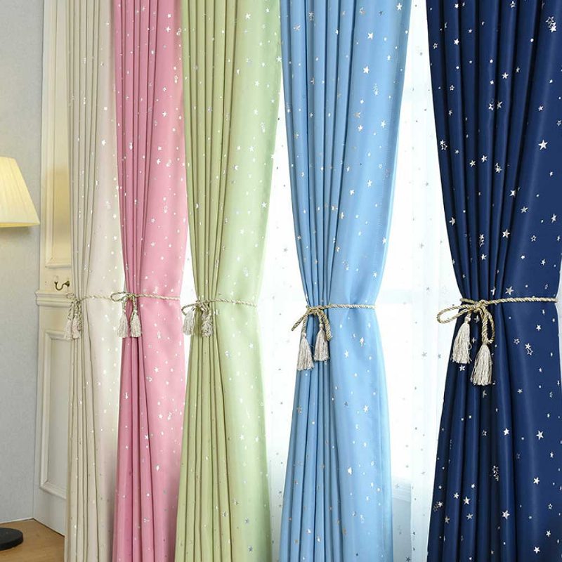 Star Hot Silver Curtain Viacfarebné Závesy Pre Hotelové Inžinierstvo Obývacia Izba Spálňa Vysokokvalitný Flanelový Záves