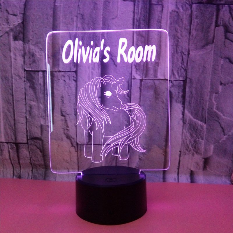 Unicorn 3d Akrylová Lampa Usb 7-farebná Meniaca Sa Led Illusion Dotykový Spínač Nočné Osvetlenie Darček Na Stôl