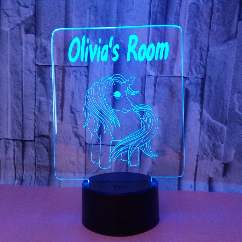 Unicorn 3d Akrylová Lampa Usb 7-farebná Meniaca Sa Led Illusion Dotykový Spínač Nočné Osvetlenie Darček Na Stôl