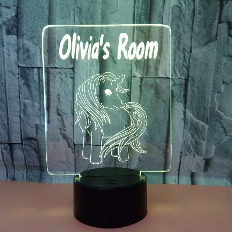 Unicorn 3d Akrylová Lampa Usb 7-farebná Meniaca Sa Led Illusion Dotykový Spínač Nočné Osvetlenie Darček Na Stôl