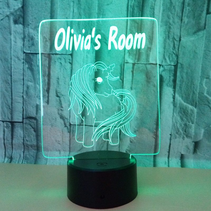 Unicorn 3d Akrylová Lampa Usb 7-farebná Meniaca Sa Led Illusion Dotykový Spínač Nočné Osvetlenie Darček Na Stôl