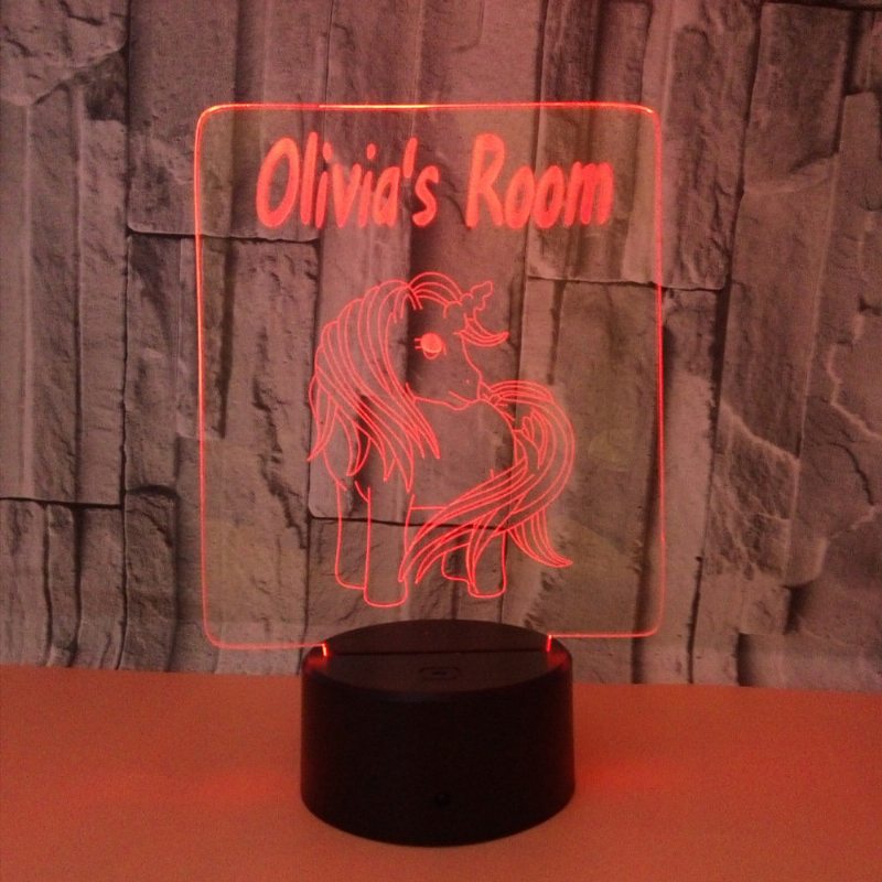 Unicorn 3d Akrylová Lampa Usb 7-farebná Meniaca Sa Led Illusion Dotykový Spínač Nočné Osvetlenie Darček Na Stôl