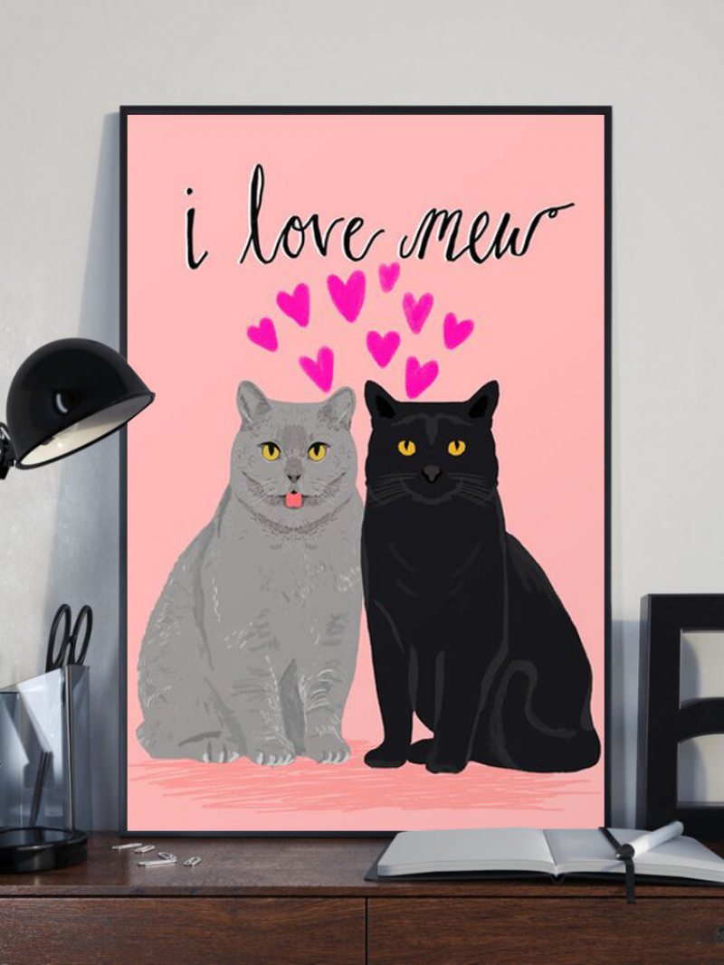 Valentine Love Cats Vzor Obraz Na Plátne Nezarámovaný Nástenné Umelecké Plátno Obývacia Izba Home Decor