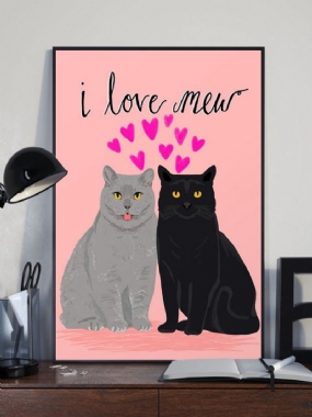 Valentine Love Cats Vzor Obraz Na Plátne Nezarámovaný Nástenné Umelecké Plátno Obývacia Izba Home Decor