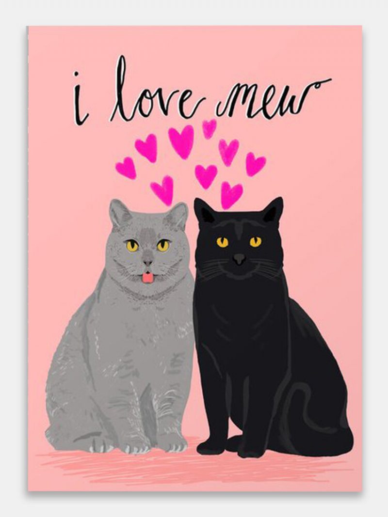 Valentine Love Cats Vzor Obraz Na Plátne Nezarámovaný Nástenné Umelecké Plátno Obývacia Izba Home Decor