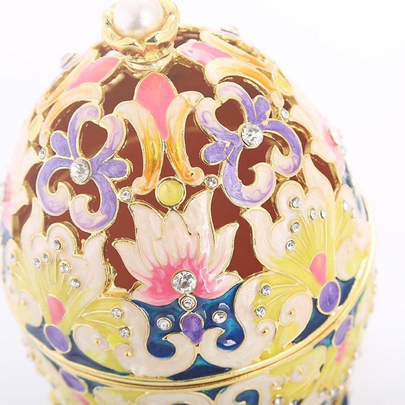 Veľké Farebné Vajíčka Vykladané Diamantmi Do Šperkovníc Luxusné Ozdoby Kovové Remeselné Darčeky