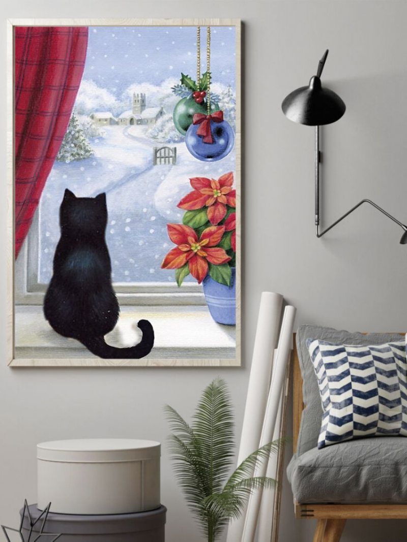 Vianočné Snežné Mačky Obraz Na Plátne Nezarámovaný Nástenné Umelecké Plátno Obývacia Izba Home Decor