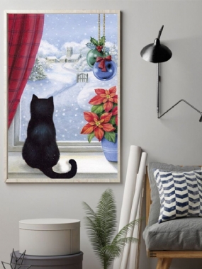 Vianočné Snežné Mačky Obraz Na Plátne Nezarámovaný Nástenné Umelecké Plátno Obývacia Izba Home Decor