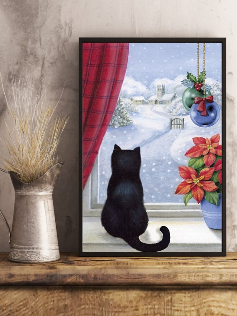 Vianočné Snežné Mačky Obraz Na Plátne Nezarámovaný Nástenné Umelecké Plátno Obývacia Izba Home Decor