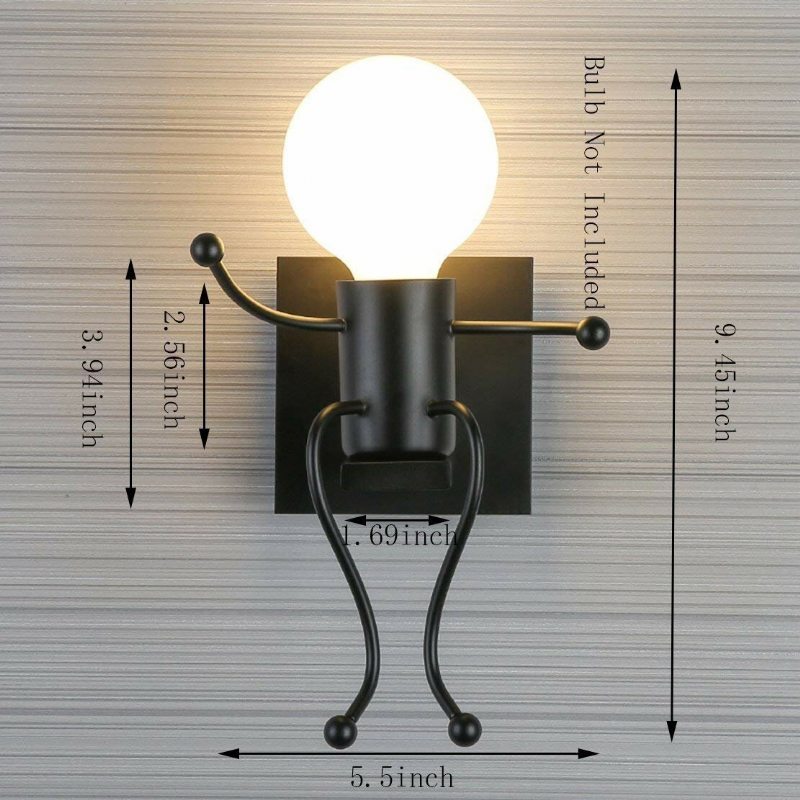 Vintage Priemyselné Nástenné Svietidlo Splink Light Robot Na Stenu S Objímkou E27 Domáce Bary Reštaurácie