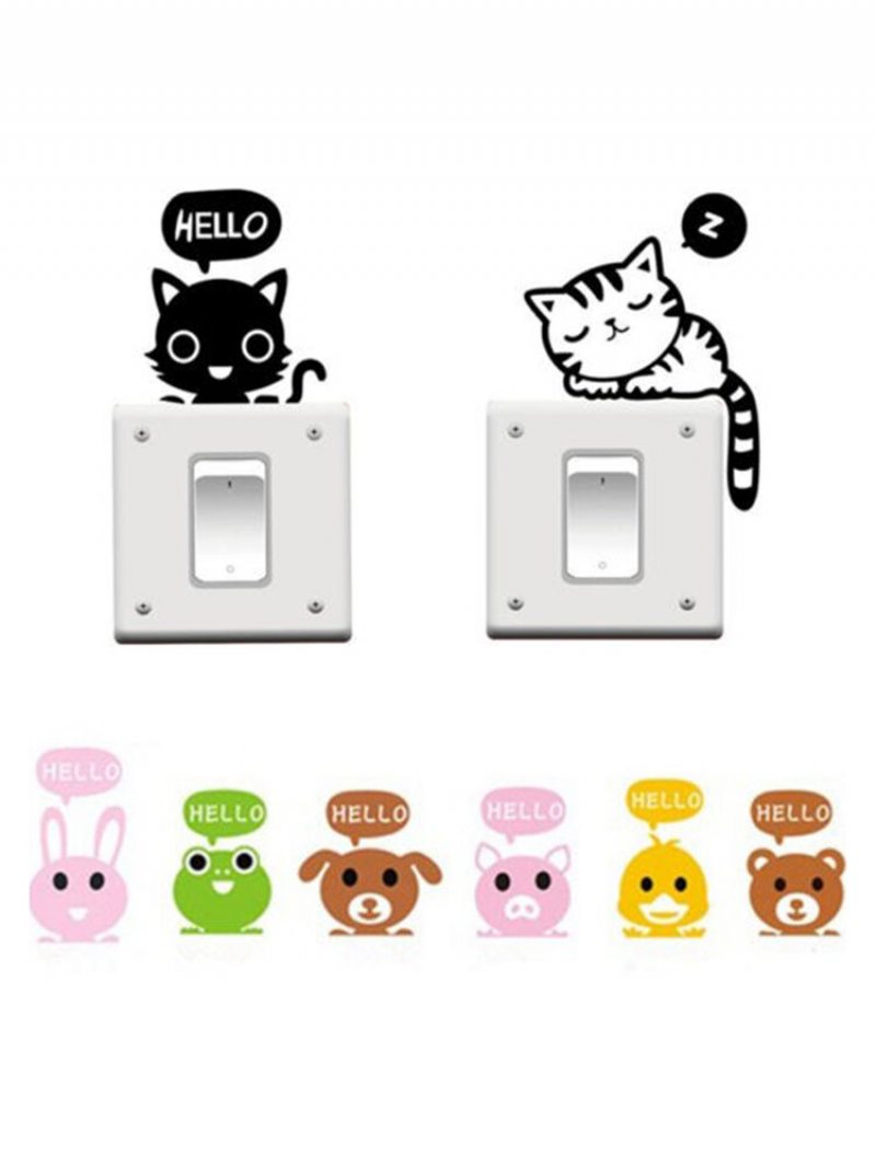 Vinylové Odnímateľné Samolepky Funny Cat Switch Stickers Black Art Decal Home Decor