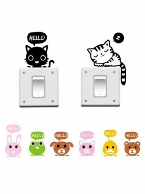 Vinylové Odnímateľné Samolepky Funny Cat Switch Stickers Black Art Decal Home Decor