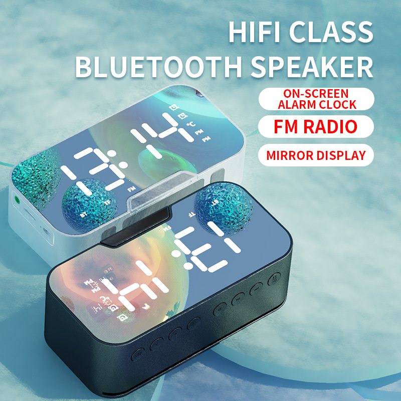 Zrkadlový Bluetooth Reproduktor Rádiová Karta Kreatívny Darček Hodiny Budík Zvukový Príjem Hlasová Výzva