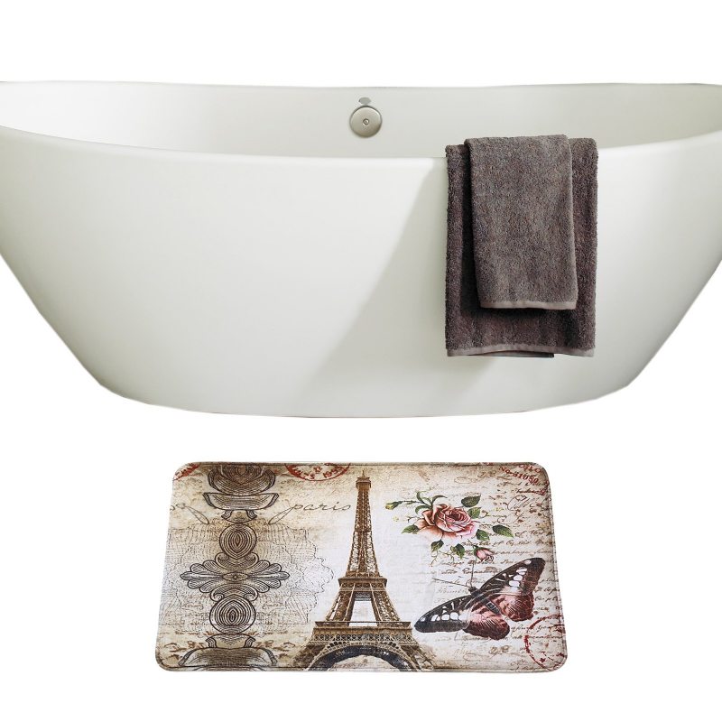 16-dielna Súprava Kúpeľňových Podložiek Paris Eiffelova Veža Sprchových Závesov