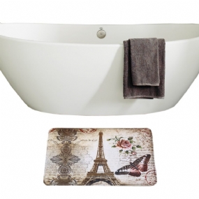 16-dielna Súprava Kúpeľňových Podložiek Paris Eiffelova Veža Sprchových Závesov