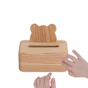 Creative Log Tissue Box Biely Vosk Celodrevené Kitty Pumping Box Box Bear Crown Tvar Sušienok S Kreatívnym Dizajnom