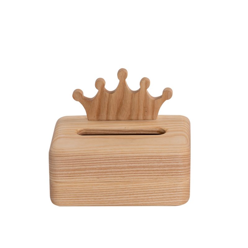 Creative Log Tissue Box Biely Vosk Celodrevené Kitty Pumping Box Box Bear Crown Tvar Sušienok S Kreatívnym Dizajnom