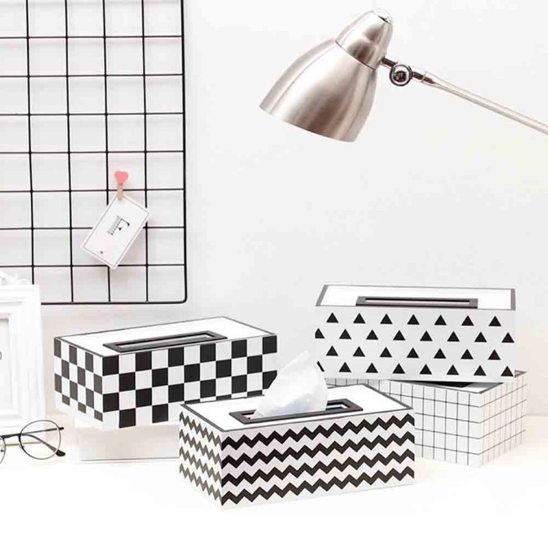 Drevený Úložný Kontajner Na Papierové Utierky Nordic Simple Style Box S Otvorom Na Vytiahnutie A Krásnou Potlačou
