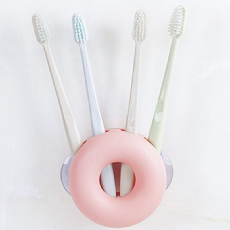 Nástenný Držiak Na Zubnú Kefku Tvar Donutu Organizér Na Kúpeľňa Bez Vŕtačky Nádoba Na
