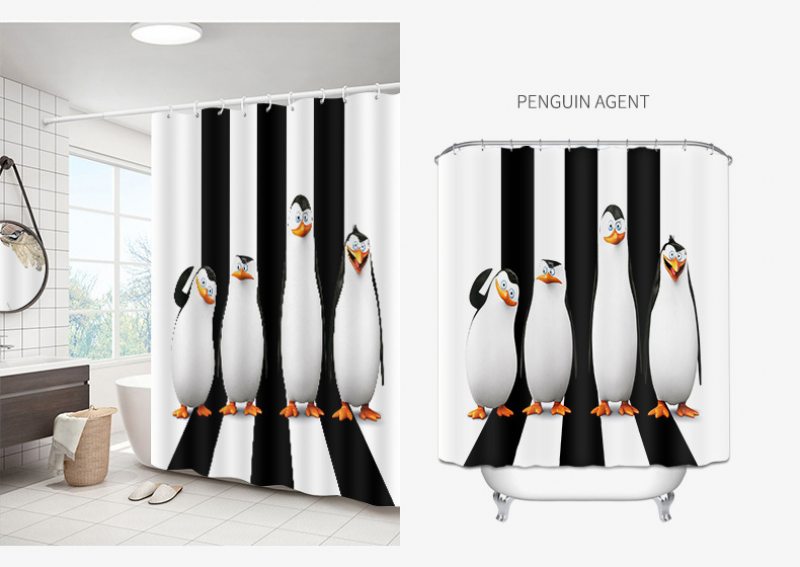 Sprchový Záves S Roztomilými Zvieratkami Penguins S 12 Háčikmi