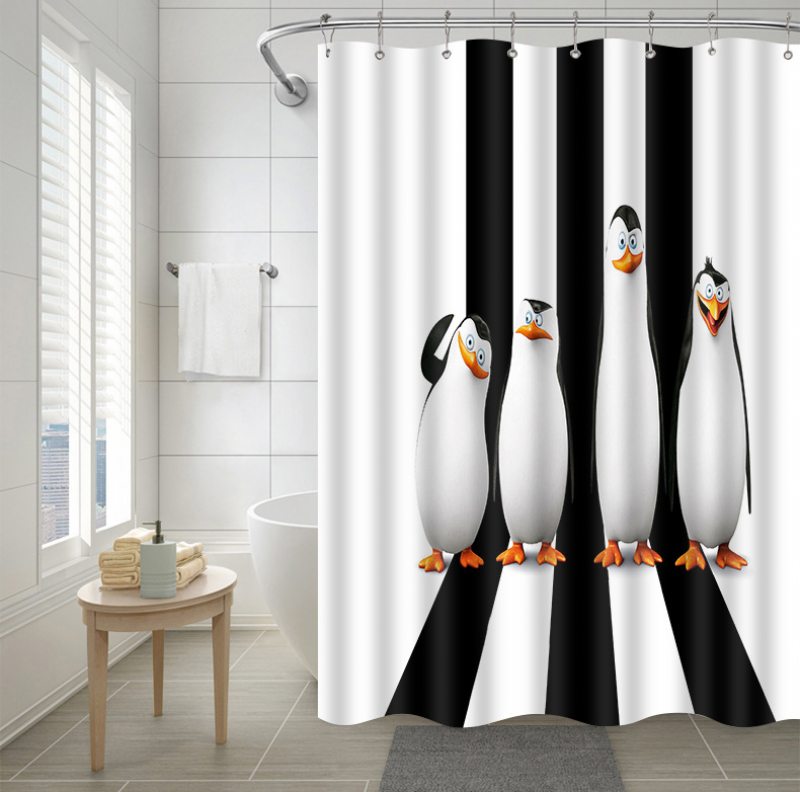 Sprchový Záves S Roztomilými Zvieratkami Penguins S 12 Háčikmi