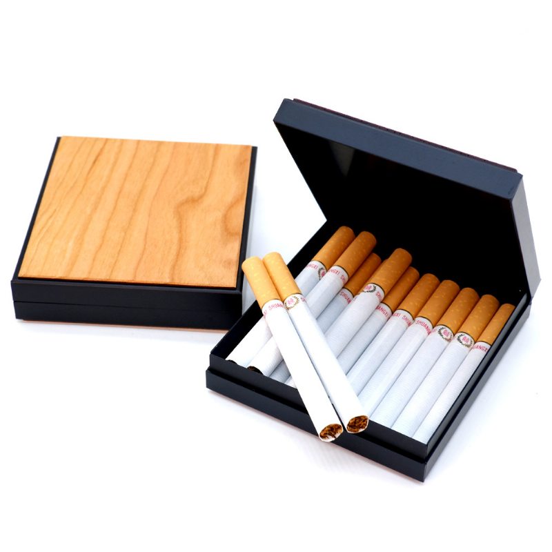 20 Palíc Drevené Puzdro Na Cigarety Flip Business Style Tenké Prenosné Bambusové Drevo Hliníkové Pánske Na