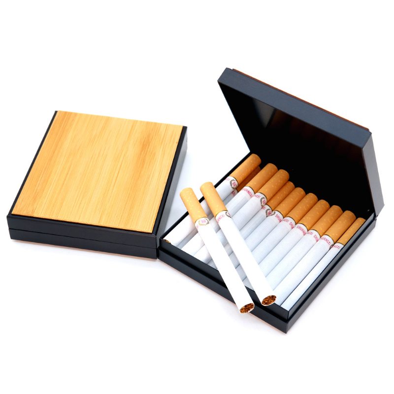 20 Palíc Drevené Puzdro Na Cigarety Flip Business Style Tenké Prenosné Bambusové Drevo Hliníkové Pánske Na