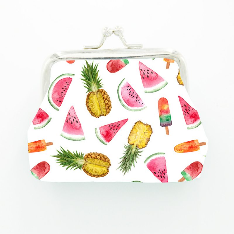 2023 Inovatívny Dizajn Pu Materiál S Potlačou Ovocia Roztomilá Dievčenská Peňaženka Na Mince Letnej Farby Lady Bag