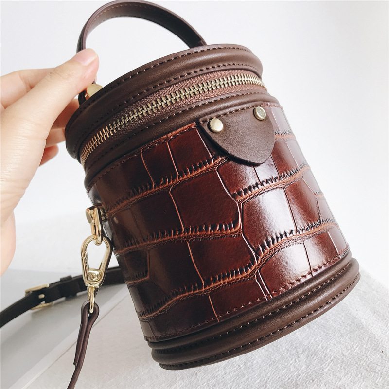 2023 Okrúhla Malá Škatuľka Kožená Dámska Taška Box Bag Módna Prenosná Tide Bucket Bag