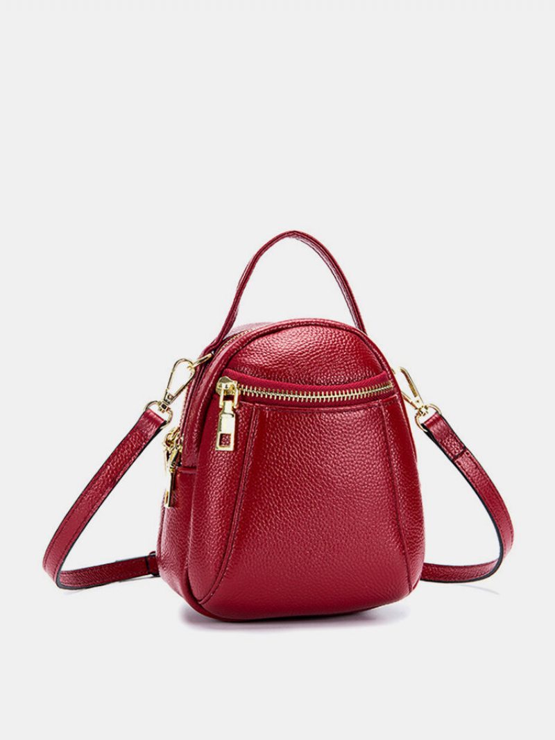 5.5-palcová Taška Na Telefón Z Pravej Kože Pure Color Cez Rameno Crossbody Kabelky Pre Ženy