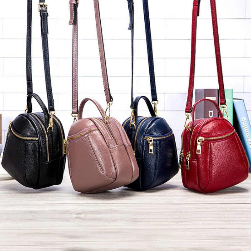 5.5-palcová Taška Na Telefón Z Pravej Kože Pure Color Cez Rameno Crossbody Kabelky Pre Ženy