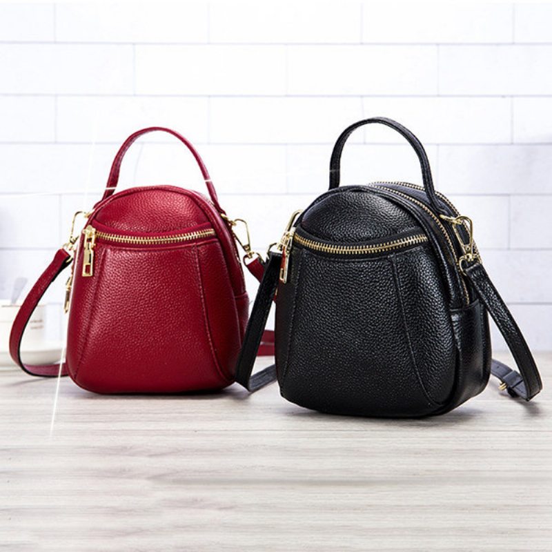 5.5-palcová Taška Na Telefón Z Pravej Kože Pure Color Cez Rameno Crossbody Kabelky Pre Ženy