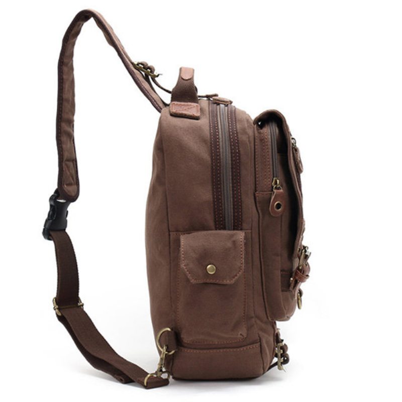 Augur Pánska Plátenná Ležérna Taška Na Hruď Veľkokapacitná Outdoorová Cestovná Crossbody