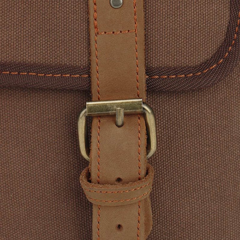 Augur Pánska Vintage Leisure Genuine Leather Canvas Messenger Crossbody Taška Cez Rameno