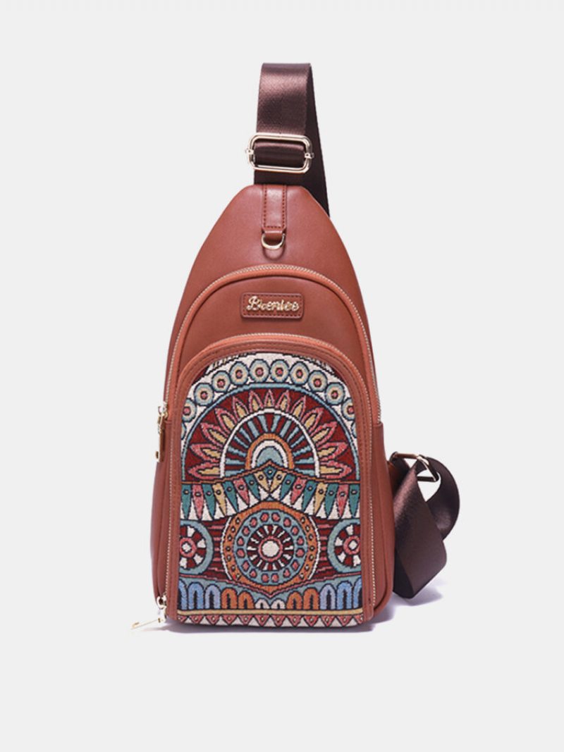 Brenice Vintage Vyšívacie Náprsné Tašky National Printing Crossbody