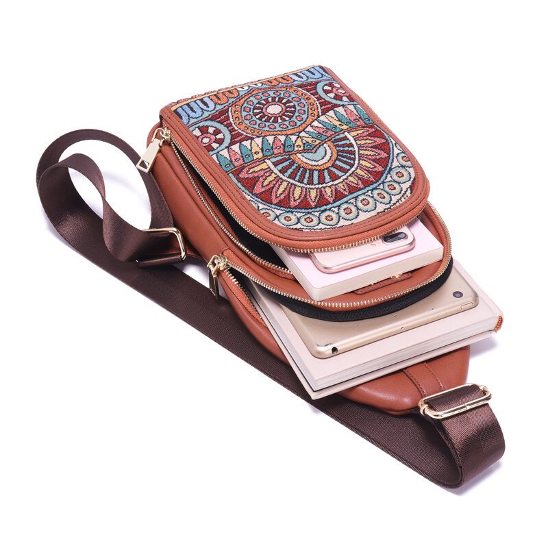 Brenice Vintage Vyšívacie Náprsné Tašky National Printing Crossbody