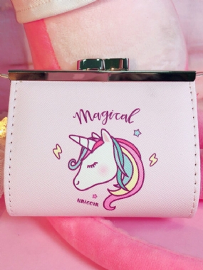 Cartoon Unicorn Pu Change Card Pack Žena Roztomilá Pracka Peňaženka