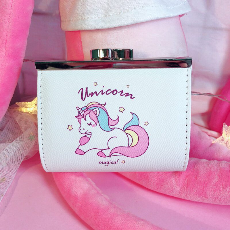 Cartoon Unicorn Pu Change Card Pack Žena Roztomilá Pracka Peňaženka